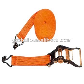 2" ratchet tie down strap set with double J hook